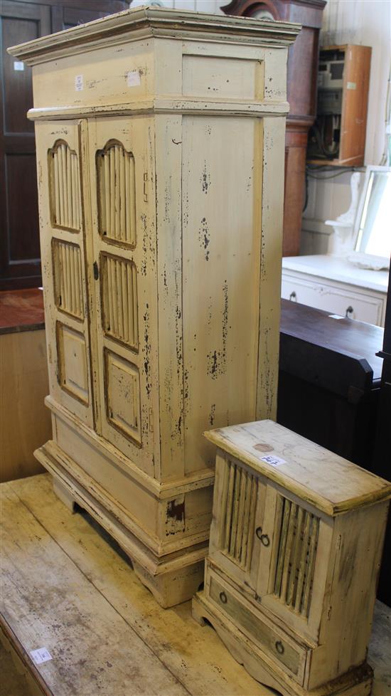 Painted low cabinet and miniature cabinet